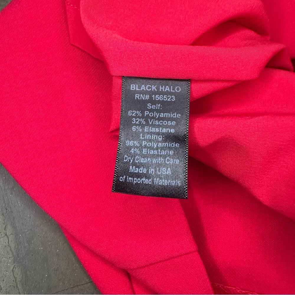 Black Halo Women’s Vibrant Pink Cocktail Tiered Ruffle Midi Dress Sz 10 - Picture 12 of 13